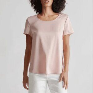Quince Washable Stretch Silk Tee Size XL Coastal Pink